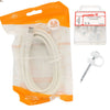 Cable antena TV conector con grapas. Blanco 2,50 mts. + 8 grapas. Coaxial de cobre RG-59 75 Ohms con grapa cerrada tipo televés. Enchufe entrada macho y salida hembra