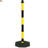 Poste señalización y balizamiento para cadena. FLUORESCENTE. Baliza separador de filas en eventos. Negro amarillo 87 cms.