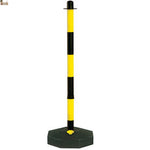 Poste señalización y balizamiento para cadena. FLUORESCENTE. Baliza separador de filas en eventos. Negro amarillo 87 cms.