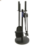 Set de utensilios de acero para chimenea en color negro 50x22 cm. Kit de accesorios para chimeneas o barbacoas