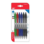 Set de 12 bolígrafos: 4 azules, 4negros, 2 rojos y 2 verdes con punta de 1.0mm. Boli con clic. Material escolar, oficina.