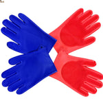Pack 2 Pares de guantes de silicona con dedos para horno y cocina. Mejor que las manoplas. Guantes para sacar cosas del horno. 2 en 1. Resistentes al calor y con estropajo