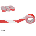 Cinta señalización no adhesiva roja y blanca. Rollo 100 mts. Ancho 45 mm. Balizamiento y delimitar espacios en obra, circuitos, eventos.