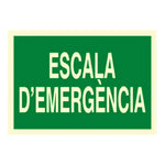 Señal de seguridad en catalán Escala D´emergència foto luminescente PVC Clase B 210 x 300 mm