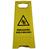 Cartel suelo mojado señal de advertencia y precaución de suelo resbaladizo. Colegios, hospitales, obras, portales, hostelería. Polipropileno 60x25 cms
