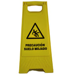 Cartel suelo mojado señal de advertencia y precaución de suelo resbaladizo. Colegios, hospitales, obras, portales, hostelería. Polipropileno 60x25 cms