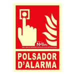 Señal de seguridad en catalán Polsador D'alarma foto luminescente PVC Clase B 210 x 300 mm