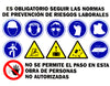 Placa señal de advertencia 100x70 cm "Prohibido el paso" y 10 normas de seguridad obligatorias. PVC 0,5 mm