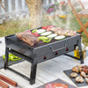 Barbacoa portátil carbón plegable de sobremesa o suelo. Rejilla para carbón y parrilla para alimentos. Ideal camping, terraza, acampada, patio, jardín - bricoloco.com