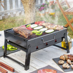 Barbacoa portátil carbón plegable de sobremesa o suelo. Rejilla para carbón y parrilla para alimentos. Ideal camping, terraza, acampada, patio, jardín