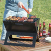 Barbacoa portátil carbón plegable pequeña. Con rejilla para carbón y parrilla para alimentos. Ideal para camping, terraza, acampada, patio o jardín - bricoloco.com