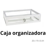 Caja organizadora 26x19cm. Organizador maquillaje, bisutería, pendientes, pulseras. Caja plástico. Decoración hogar