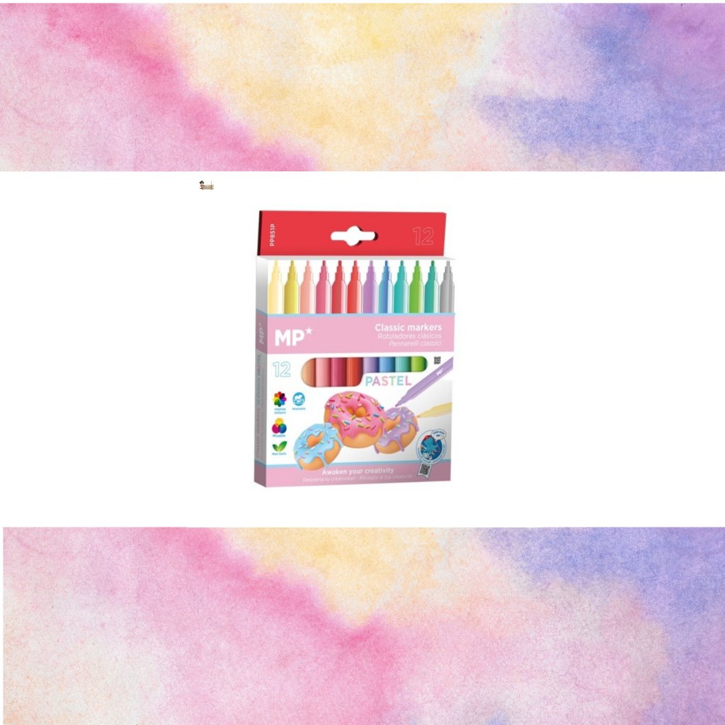 Caja pack 12 rotuladores infantiles de colores pastel. Colorea, dibuja –