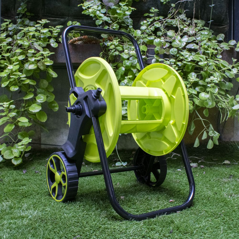 Carro portamangueras soporte manguera agua jardín o riego con enrollad –