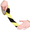 Cinta banda adhesiva señalización balizamiento bicolor amarillo negro. Ancho 50 mm. Rollo 33 mts - bricoloco.com1 ud.