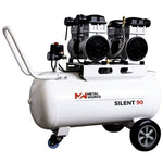 Compresor profesional de aire MetalWorks Silent 90. Silencioso portátil. 9 bares de presión. 4 CV de potencia. Depósito 90 lts.