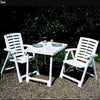 Conjunto mesa y sillas exterior jardín, terraza, camping, playa, balcón. Plástico polipropileno resistente a intemperie. Mesa + Dos sillas. Plegable. - bricoloco.comBlanco