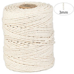 Cuerda algodón 3 mm. macramé, manualidades, ganchillo, artesanía. Natural, ecológica y biodegradable. Suave y flexible. Nudo fácil. Rollo 100 metros.