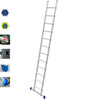 Escalera aluminio 1 tramo industrial Marchetti A117 PIU. Apoyo simple. 17 Peldaños. Altura 5 mts. Perfil de gran sección y barra estabilizadora. - bricoloco.com