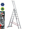 Escalera telescópica extensible aluminio MARCHETTI OR309. Multiposición. Plegable. Profesional. Hasta 5,65 metros. 3x9 peldaños. - bricoloco.com