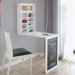 Escritorio plegable pared. Mesa estudio o auxiliar cocina. Sistema elevable escritorio colgante. De madera, estantería organizador, pizarra y corcho