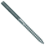 Espárrago tornillo tirafondo cincado doble rosca con sección central hexagonal. Huella Torx. Unión madera o taco con rosca métrica.