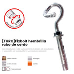 Fixbolt Anclaje Gancho  antigiro torcido en espiral para sujección de redes de seguridad.