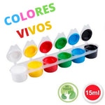 Kit de 6 temperas de colores primarios. Material de dibujo infantil y adultos. Temperas colores