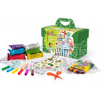 Kit maletín de manualidades infantil para niños y niñas. Maletín con plastilina, ceras, rotuladores, pegatinas, tijeras.