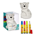 Kit set juego de manualidades infantil para niños, niñas y adultos. Hucha cerámica gato para pintar rotuladores.  Figura decoración