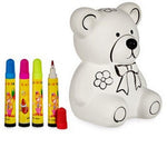 Kit set juego manualidades infantil para niños, niñas y adultos. Hucha cerámica para pintar.  Figura decoración