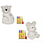 Kit set juego manualidades infantil para niños, niñas y adultos. Hucha cerámica para pintar.  Figura decoración