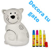 Kit set juego manualidades infantil para niños, niñas y adultos. Hucha cerámica para pintar. Figura decoración - bricoloco.comGato