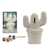 Kit set juego manualidades infantil para niños, niñas y adultos. Hucha cerámica planta cactus para pintar. Figura decoración - bricoloco.com