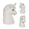 Kit set juego manualidades infantil para niños, niñas y adultos. Hucha cerámica unicornio para pintar. Figura decoración - bricoloco.com