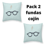 Lote 2 fundas para cojín decoración Harry Potter 45x45. Cojín sofá, cama. Ropa hogar, cama. Regalo ideal adulto, niño y niña.