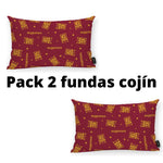 Lote 2 fundas para cojín rojo Gryffindor Harry Potter 30x50. Cojín sofá, cama. Ropa hogar, cama. Regalo decoración friki.