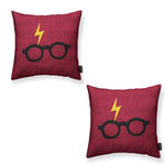 Lote 2 fundas para cojín rojo Harry Potter 45x45. Cojín sofá, cama. Ropa hogar, cama. Regalo ideal.