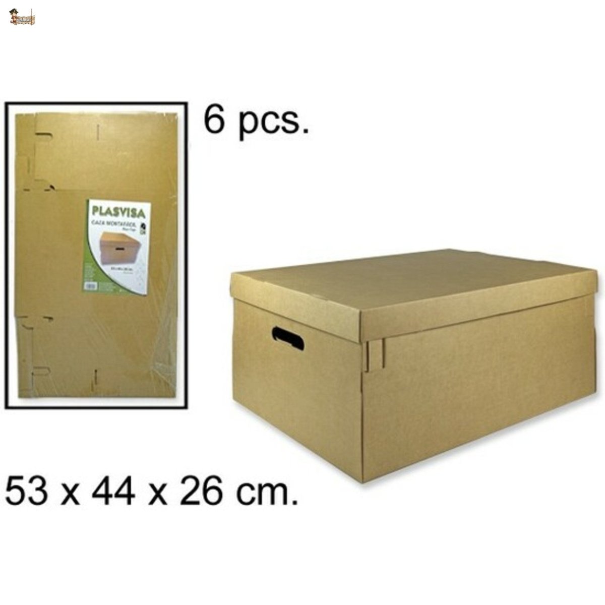 Cajas de cartón automontables con asas, ideal para reparto. Tapa