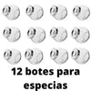 Lote de 12 botes de cristal con la tapa plateada. Bote decorativo organizar especias cocina. Especiero original vidrio. - bricoloco.com