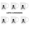Lote de 6 tazas en color blanco con el dibujo de una calavera. Tazas originales y graciosa para el desayuno. Tazas infantiles para niño y niña. - bricoloco.com