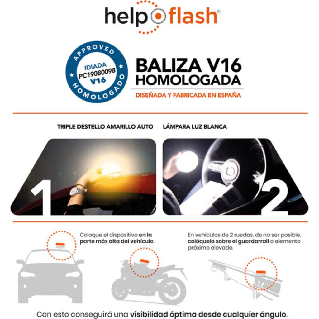 Luz V16 homologada DGT. Señal baliza luminosa emergencia, coche, moto. –