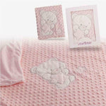 Manta rosa para bebe recién nacido sofá cama. Manta infantil color rosa bordado osito