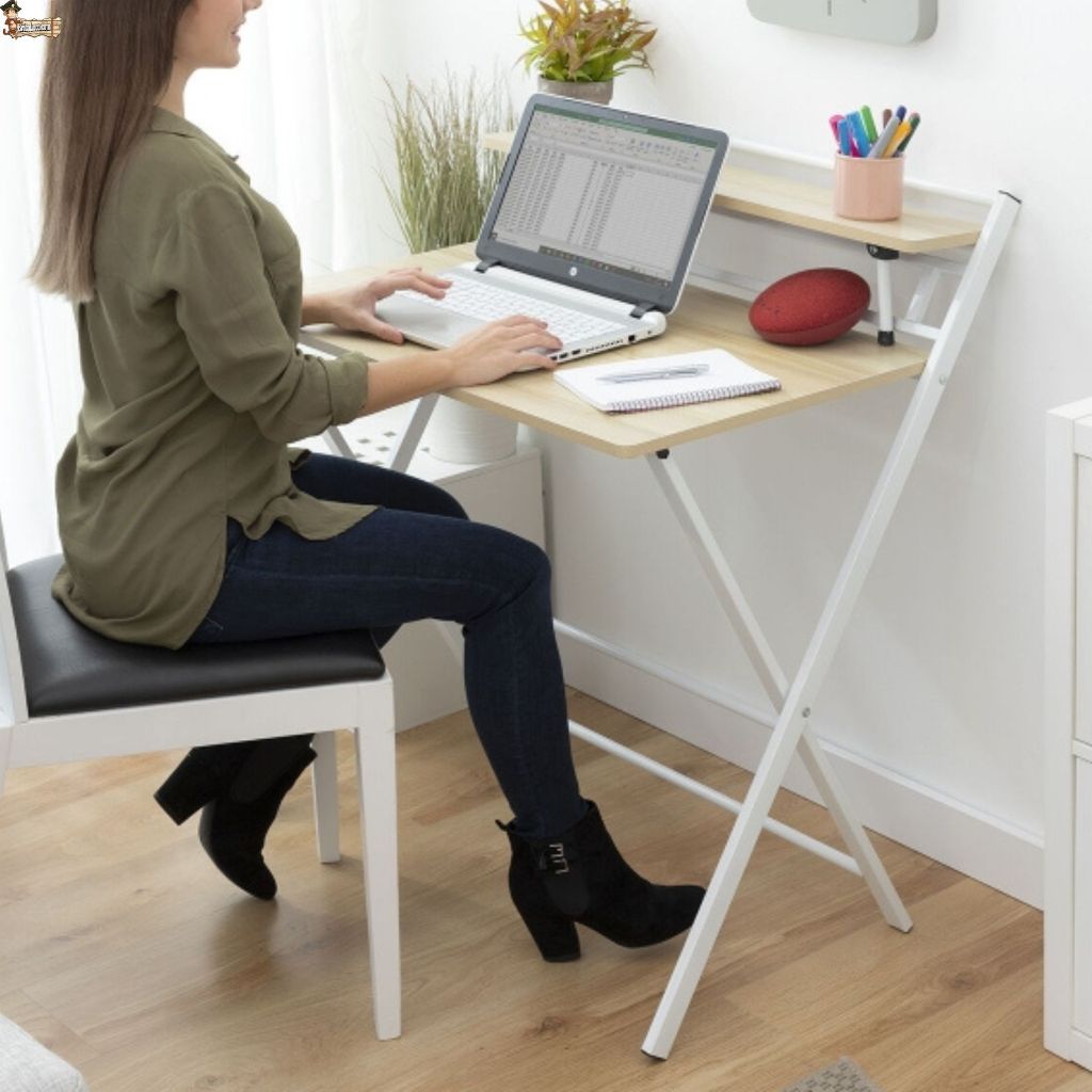 Mesa escritorio plegable con estantería elevable. Mueble de pie para s –