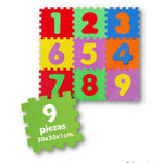 Pack de  9 piezas loseta puzzle 30x30 colores vivos con números. Alfombrilla suelo antideslizante bebe, gimnasio, habitación, camping
