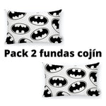 Pack lote de dos fundas cojín de Batman. Decoración hogar, habitación. Salón y dormitorio. Funda friky merchandising