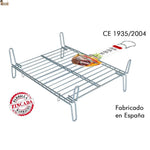 Parrilla doble Algon para barbacoa o chimenea de carbón o leña. Para verdura, carne o pescado. Fabricado en España. Tratamiento zincado gran micraje.