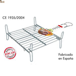 Parrilla doble Algon para barbacoa o chimenea de carbón o leña. Para verdura, carne o pescado. Fabricado en España. Tratamiento zincado gran micraje.