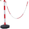 Poste señalización y balizamiento para cadena. FLUORESCENTE ¡¡¡CADENA PLÁSTICO INCLUIDA!!!. Baliza separador de filas en eventos. Rojo blanco 87 cms. - bricoloco.com