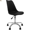 Silla escritorio, oficina o despacho. Giratoria, elevable y con ruedas. Sin brazos o reposabrazos. Altura ajustable. Diseño elegante. Moderna. - bricoloco.comNegro